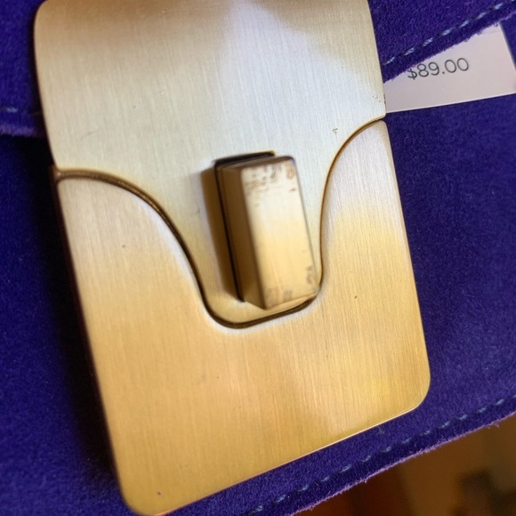 Talbots blue purple Envelope Clutch leather suede new with tags - Picture 3 of 4